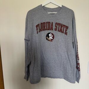 Fanatics Florida State Gray Long Sleeve Tee with Garnet & Gold Logo